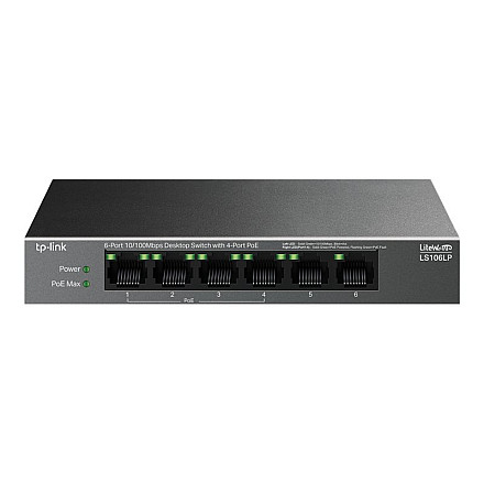 TP-LINK LS106LP 6-Port 10/100 Mbps Desktop Switch with 4-Port PoE - 1