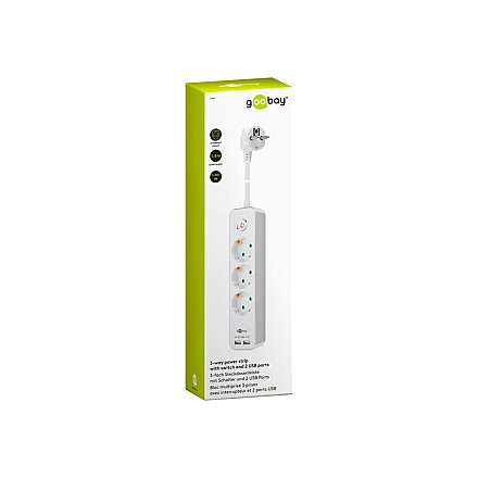 41264 Потрійна мережева розетка з вимикачем та USB гніздами | кількість 3 - 2