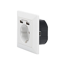 Gniazdo bezpieczeństwa do montażu podtynkowego z 2 portami USB | DA-70613
