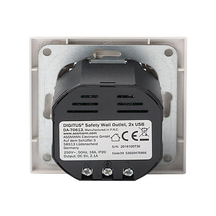 Gniazdo bezpieczeństwa do montażu podtynkowego z 2 portami USB | DA-70613 - 3