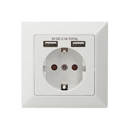 Gniazdo bezpieczeństwa do montażu podtynkowego z 2 portami USB | DA-70613 - 2