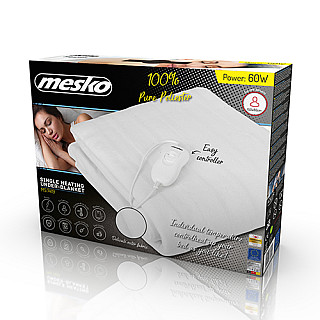 Mesko Electirc heating under-blanket MS 7419 Number of heating levels 4 Number of persons 1 Washable Remote control Polyester 60 W White