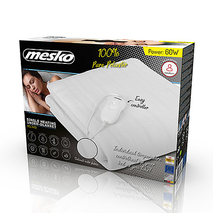 Mesko Electirc heating under-blanket MS 7419 Number of heating levels 4 Number of persons 1 Washable Remote control Polyester 60 W White - 1