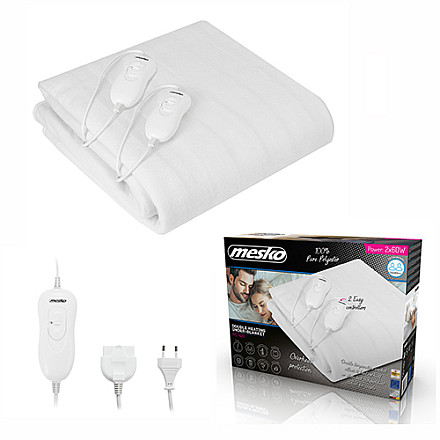 Mesko Electirc heating under-blanket MS 7420 Number of heating levels 4 Number of persons 2 Washable Remote control Polyester 2x60 W White - 2