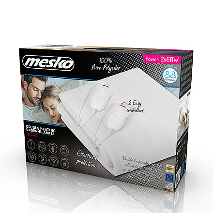 Mesko Electirc heating under-blanket MS 7420 Number of heating levels 4 Number of persons 2 Washable Remote control Polyester 2x60 W White - 3