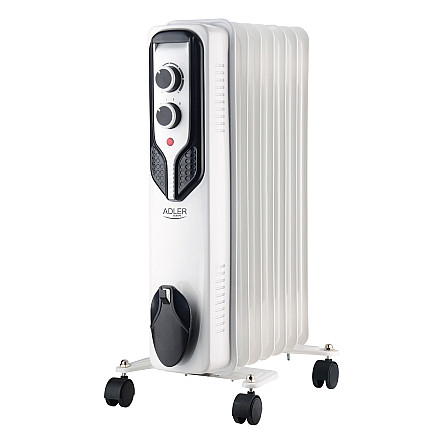 Radiator olejowy Adler AD 7815 - 1500 W, 3 poziomy mocy, biały - 1