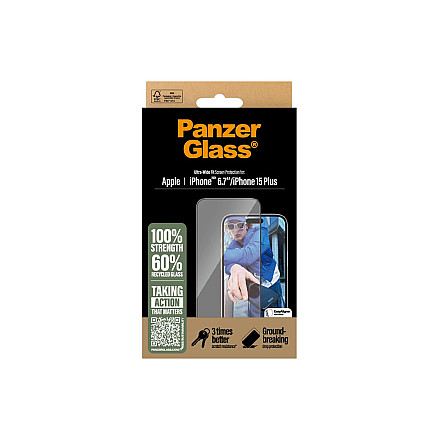 PanzerGlass Screen Protector iPhone 16 Plus / iPhone 15 Plus | Ultra-Wide Fit - 3