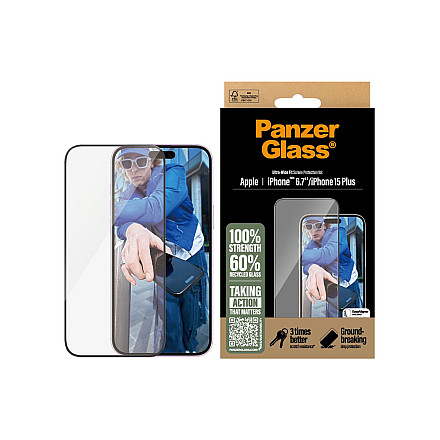 PanzerGlass Screen Protector iPhone 16 Plus / iPhone 15 Plus | Ultra-Wide Fit - 4