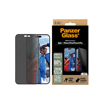 PanzerGlass Privacy Screen Protector iPhone 16 Plus / iPhone 15 Plus | Ultra-Wide Fit - 2