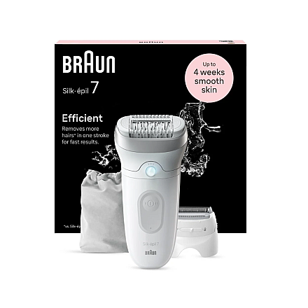 Depilator Braun | SE7-041 Silk épil 7 | Liczba poziomów mocy 2 | Na mokro i na sucho | Biały/Srebrny - 2