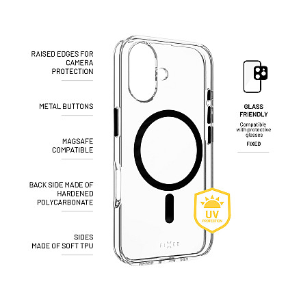 Fixed | MagPurity | Back Cover | Apple | iPhone 16 | TPU | Clear, Black - 2