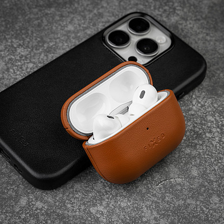 Fixed | Etui na słuchawki douszne z obsługą MagSafe | Apple AirPods Pro 2/Pro 2 (USB-C) | Brązowy | Skóra - 3