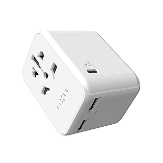 Fixed | Voyager World Адаптер | FIXCT30-1C2A-WH | USB-A/USB-C | Адаптер дорожній