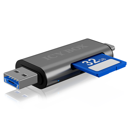 Icy box IB-CR200-C Czytnik kart SD/MicroSD (TF) USB 2.0 з interfejsem Type-C та -A для micro USB (OTG), antracytowy Raidsonic - 2