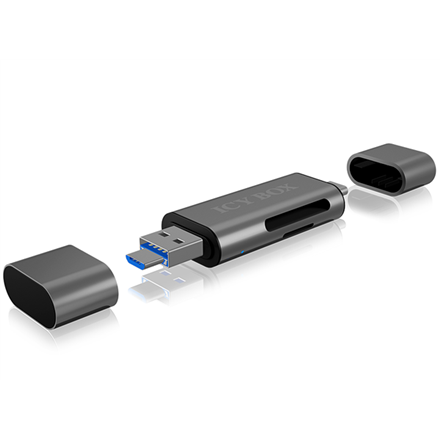 Icy box IB-CR200-C Czytnik kart SD/MicroSD (TF) USB 2.0 з interfejsem Type-C та -A для micro USB (OTG), antracytowy Raidsonic - 3
