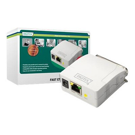 Digitus | Serwer druku Fast Ethernet, 1 port 1x RJ45, 1x DB-36-pin męski Centronics | DN-13001-1 | Biały - 1