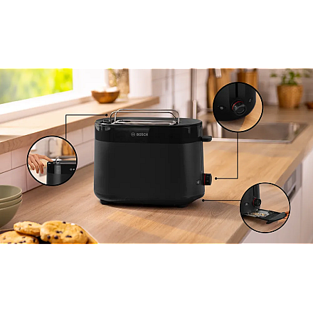 Toster kompaktowy Bosch TAT2M123 MyMoment Moc 950 W Liczba gniazd 2 - 2