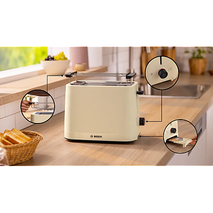 Компактний тостер Bosch TAT3M127 MyMoment Кількість слотів 2 - 2