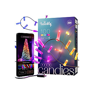 Twinkly Candies 100 diod LED RGB w kształcie świec, przezroczysty przewód, USB-C|Twinkly