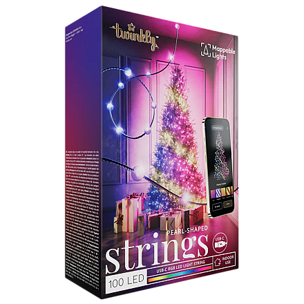 Twinkly Candies 100 діодів LED RGB у формі перлів, зелений провід, USB-C|Twinkly - 1