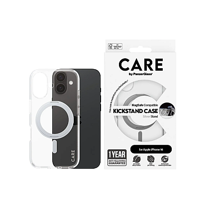 CARE by PanzerGlass Case Feature Silver Kickstand & MagSafe iPhone 16 | CARE - 3
