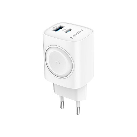 Швидка зарядний пристрій Gembird 2 w 1 20 W для Apple Watch та telefonu | TA-UC-PDQCW20-01-W - 1
