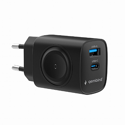 Швидка зарядний пристрій Gembird 2 w 1 20 W для Apple Watch та telefonu | TA-UC-PDQCW20-01-BK - 1
