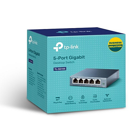 TP-LINK | Switch | TL-SG105 | Niezarządzalny | Desktop | Porty 1 Gb/s (RJ-45) ilość 5 | Typ zasilania Zewnętrzny | 24 miesiące - 6