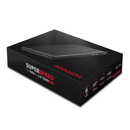 AXAGON | A compact aluminum USB 3.2 Gen 1 - SATA 6G external box designed for 2.5