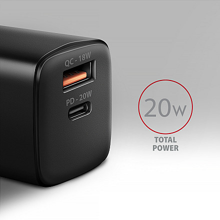 AXAGON Wallcharger 2x port (USB-A + USB-C), 20W | ACU-PQ20 - 2