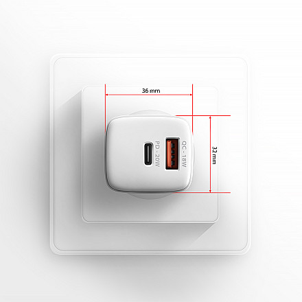 AXAGON Wallcharger 2x port (USB-A + USB-C), 20W | ACU-PQ20W - 8