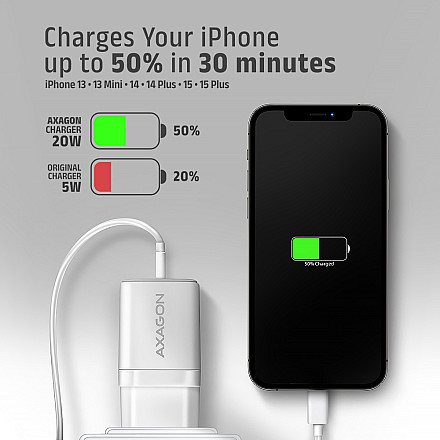 AXAGON Wallcharger 2x port (USB-A + USB-C), 20W | ACU-PQ20W - 7