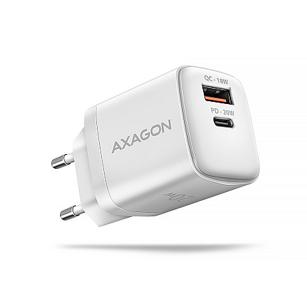 AXAGON Wallcharger 2x port (USB-A + USB-C), 20W | ACU-PQ20W - 1