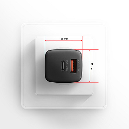 AXAGON Sil wallcharger 2x port (USB-A + USB-C), 30W | ACU-PQ30 - 7