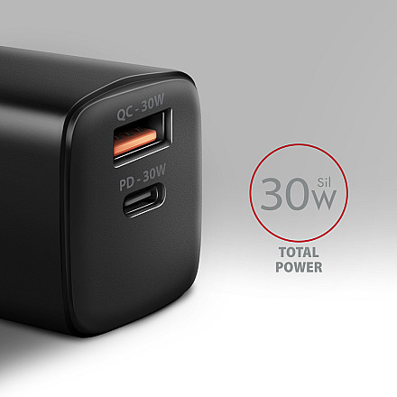 AXAGON Sil wallcharger 2x port (USB-A + USB-C), 30W | ACU-PQ30 - 2