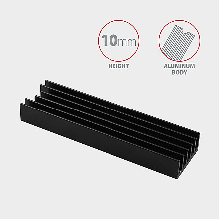 AXAGON Passive aluminum heatsink for all M.2 SSDs, size 2280, high 10 mm | CLR-M2L10 - 4
