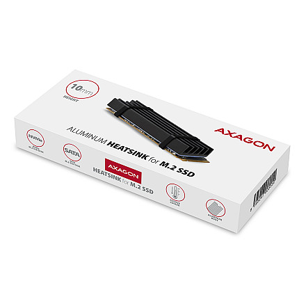 AXAGON Passive aluminum heatsink for all M.2 SSDs, size 2280, high 10 mm | CLR-M2L10 - 8