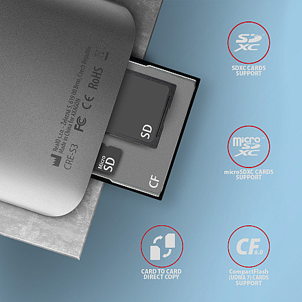 AXAGON Aluminum high-speed USB-A 3.2 Gen 1 memory card reader, 3 slots | CRE-S3 - 4