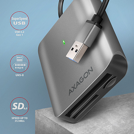 AXAGON Aluminum high-speed USB-A 3.2 Gen 1 memory card reader, 3 slots | CRE-S3 - 2
