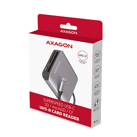 AXAGON Aluminum high-speed USB-C 3.2 Gen 1 memory card reader, 3 slots | CRE-S3C - 9