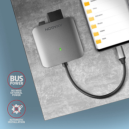 AXAGON Aluminum high-speed USB-C 3.2 Gen 1 memory card reader, 3 slots | CRE-S3C - 6