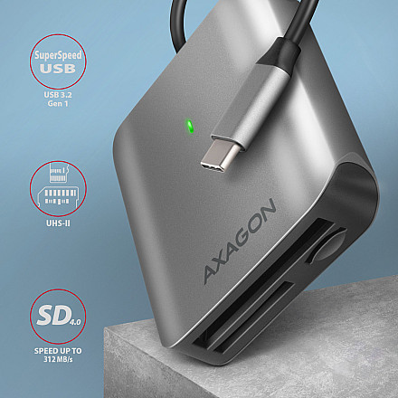 AXAGON Aluminum high-speed USB-C 3.2 Gen 1 memory card reader, 3 slots | CRE-S3C - 2