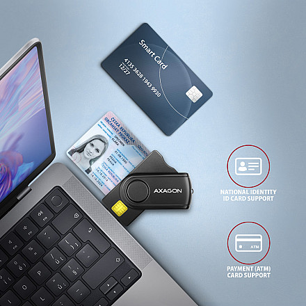 AXAGON Compact travel USB-A + USB-C contact Smart/ID card and SD/microSD/SIM card reader | CRE-SMP2A - 4