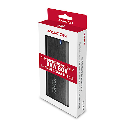AXAGON External USB-C 3.2 Gen 2 metal box for M.2 NVMe & SATA SSD disks - 12