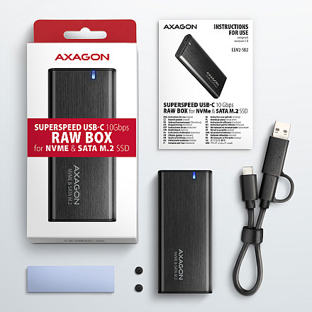 AXAGON External USB-C 3.2 Gen 2 metal box for M.2 NVMe & SATA SSD disks - 11