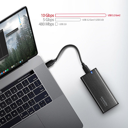 AXAGON External USB-C 3.2 Gen 2 metal box for M.2 NVMe & SATA SSD disks - 7