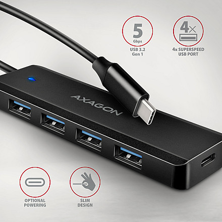 AXAGON Travel four-port USB-C 5Gbps hub | HUE-C1C - 2