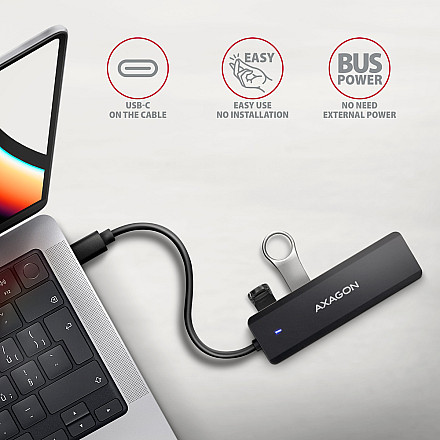AXAGON Travel four-port USB-C 5Gbps hub | HUE-C1C - 3