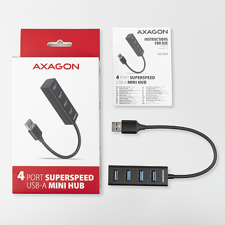 AXAGON Miniature metal four-port USB 3.2 Gen 1 hub | HUE-M1A - 5