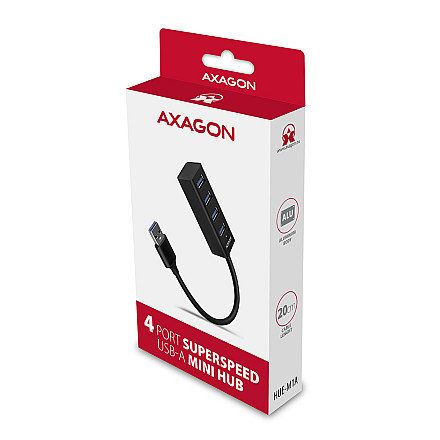 AXAGON Miniature metal four-port USB 3.2 Gen 1 hub | HUE-M1A - 6